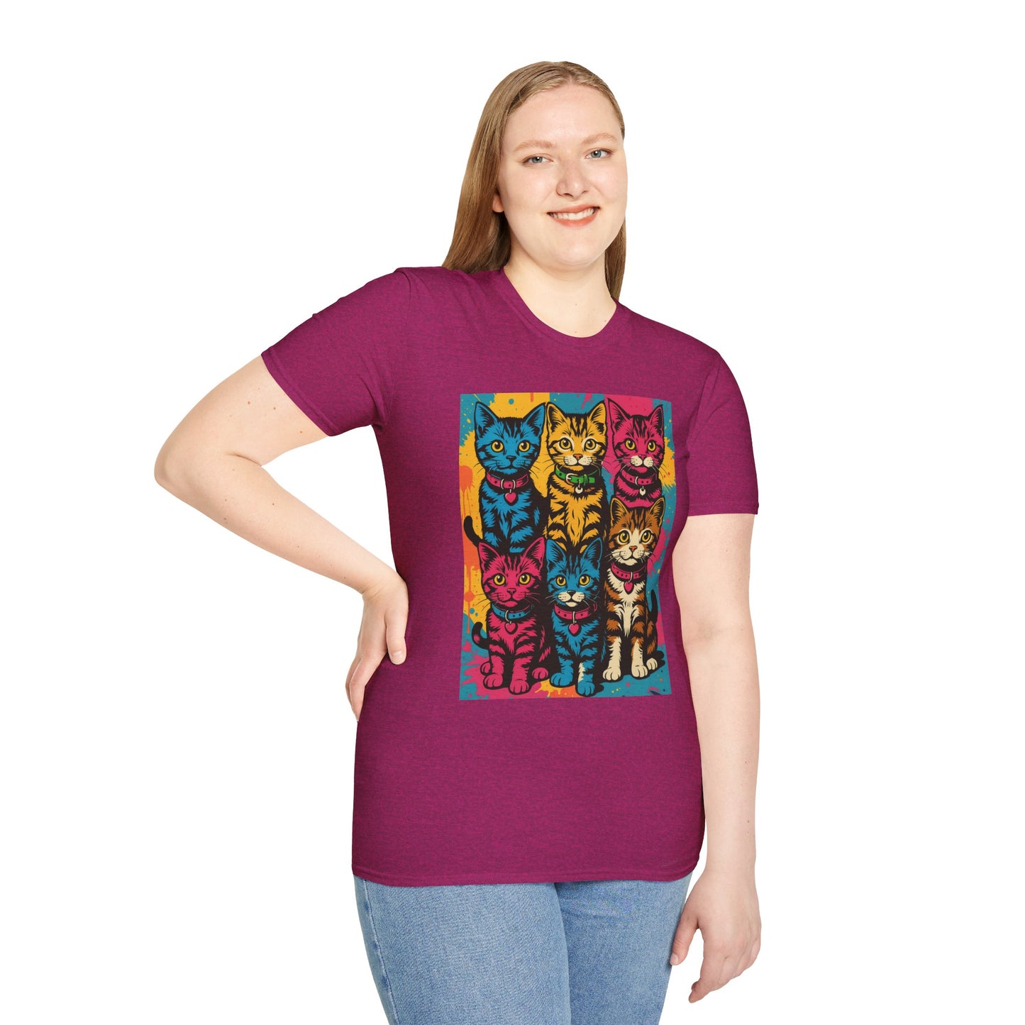 Rainbow Cats Art Shirt – Colorful Cat Lover Tee for Feline Fans – Funny Gift for Cat Moms, Pet Parents, Weird Cat People & Whimsical Animal Aesthetic