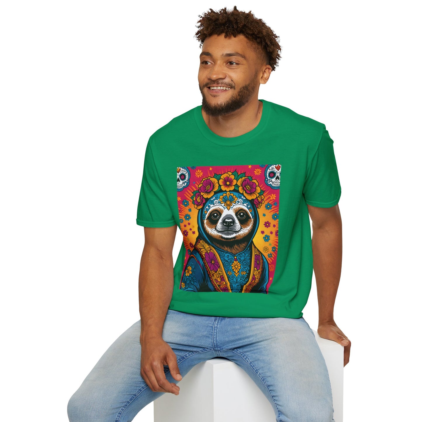 Boho Sloth T Shirt Trippy Animal Graphic Tee Colorful Festival Top Gift for Sloth Lovers