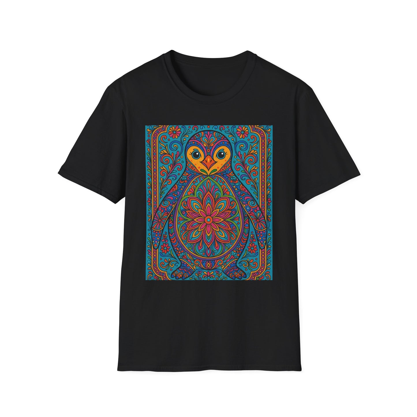 Trippy Penguin Mandala T-Shirt – Psychedelic Animal Tee – Funny Gift for Nature Lovers – Penguin Shirt for Hippies, Weirdos, and Mandala Fans
