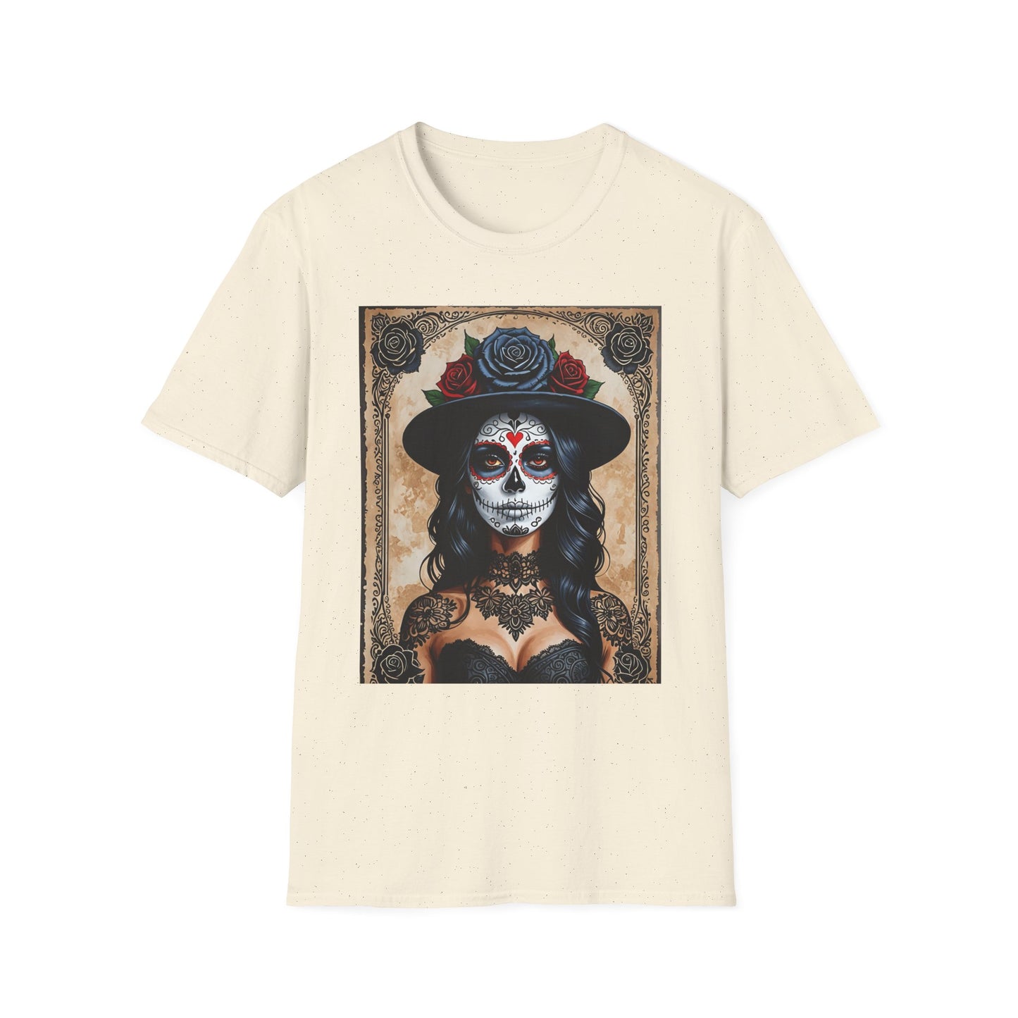 Sugar Skull T-Shirt – Gothic Calavera Tattoo Art Tee – Gift for Skull Collectors, Tattoo Lovers, and Dark Aesthetic Fans