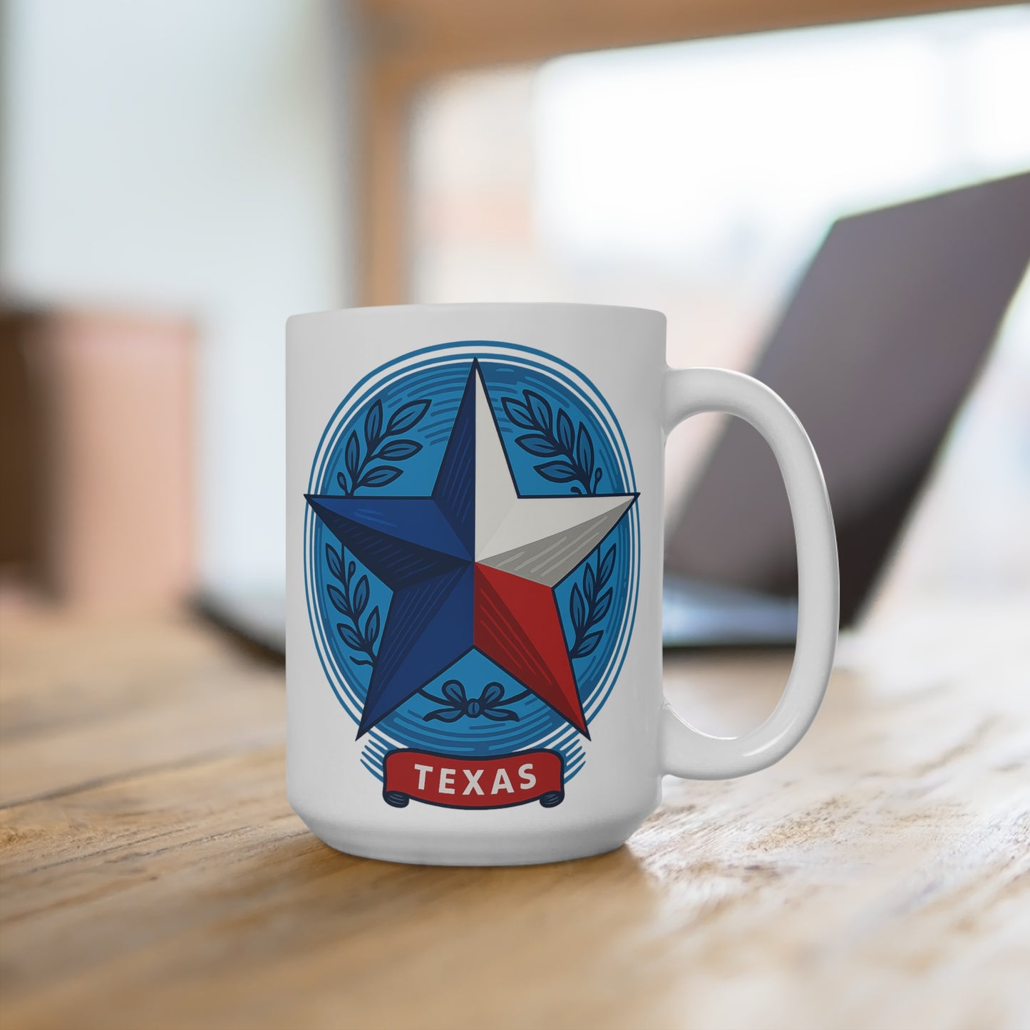 Texas Star Coffee Mug – Lone Star State Ceramic Cup, Patriotic Texas Pride 15oz Mug, Gift for Texans and Travelers