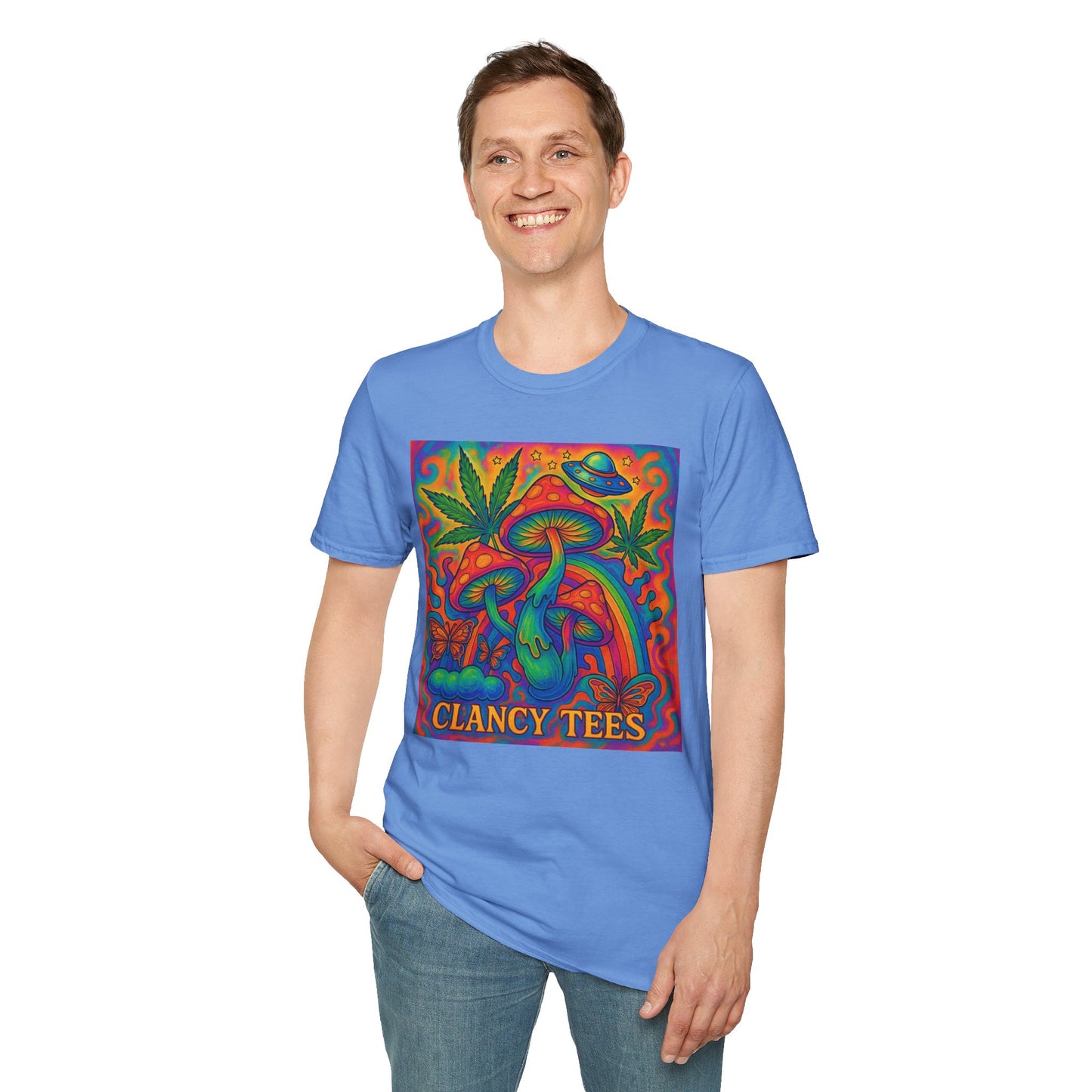 Colorful Psychedelic T-Shirt, Fun Graphic Tee for Music Festivals, Unique Gift for Friends, Retro Style Shirt, Unisex Softstyle Tee