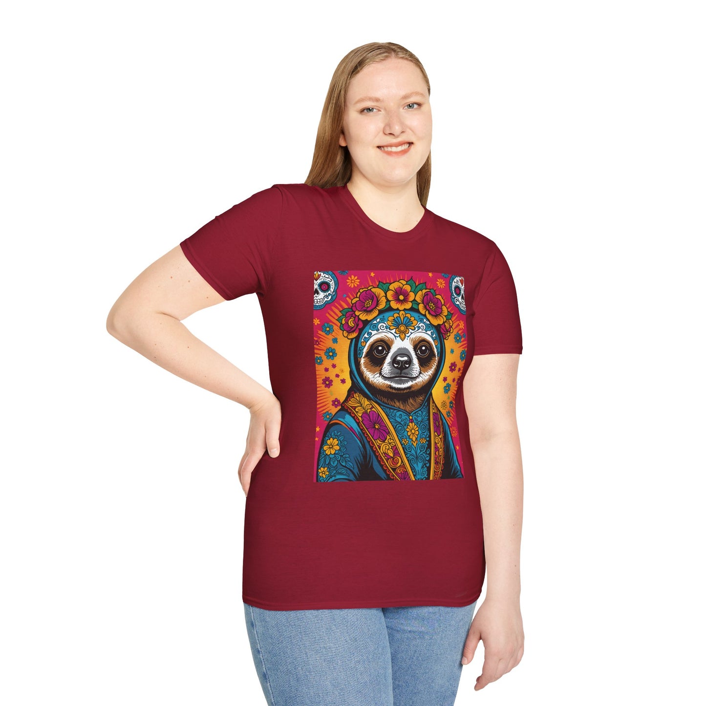 Boho Sloth T Shirt Trippy Animal Graphic Tee Colorful Festival Top Gift for Sloth Lovers