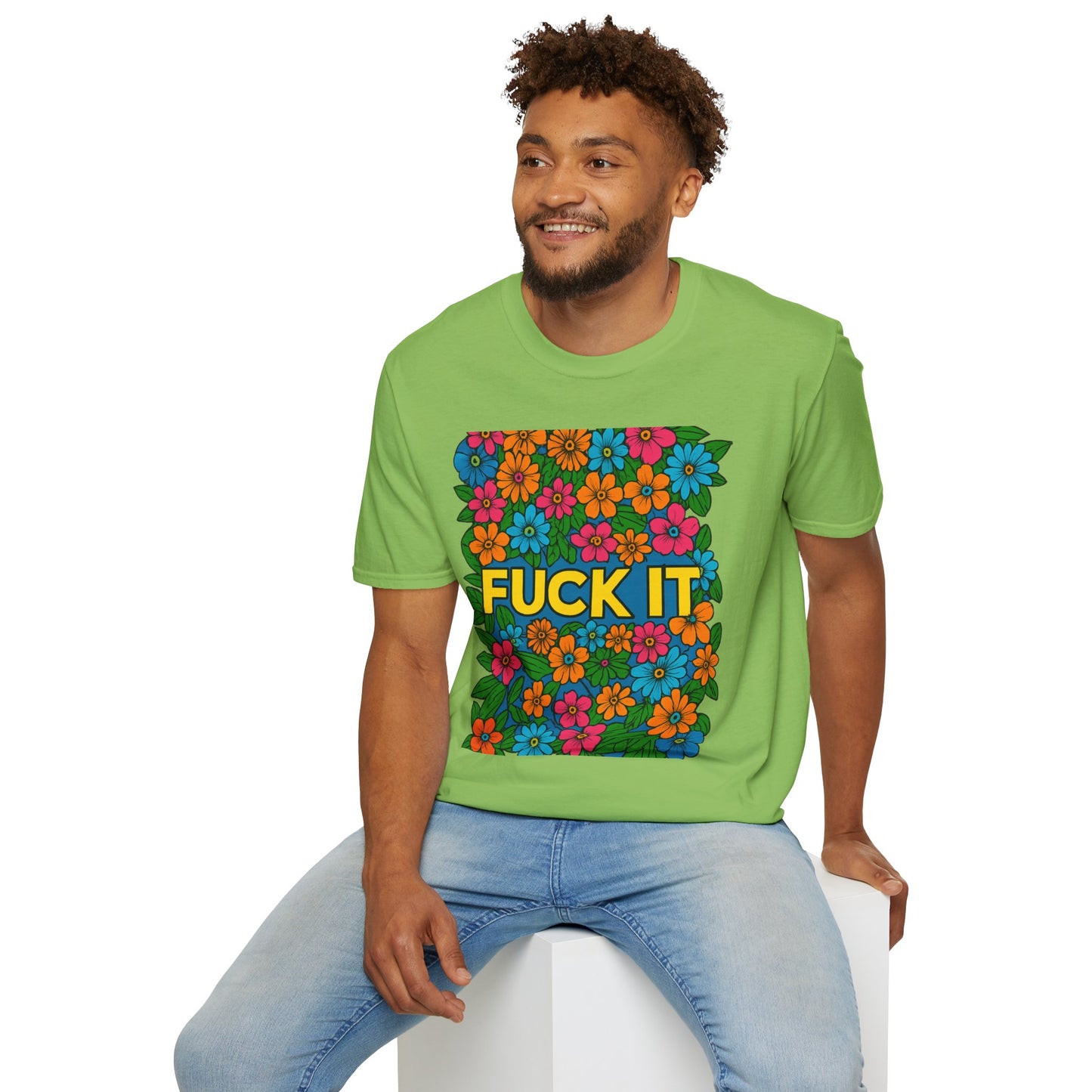 Colorful Floral Graphic T-Shirt, Casual Wear, Gift for Friends, Relaxed Style, Summer Outfit, Fun Statement Tee