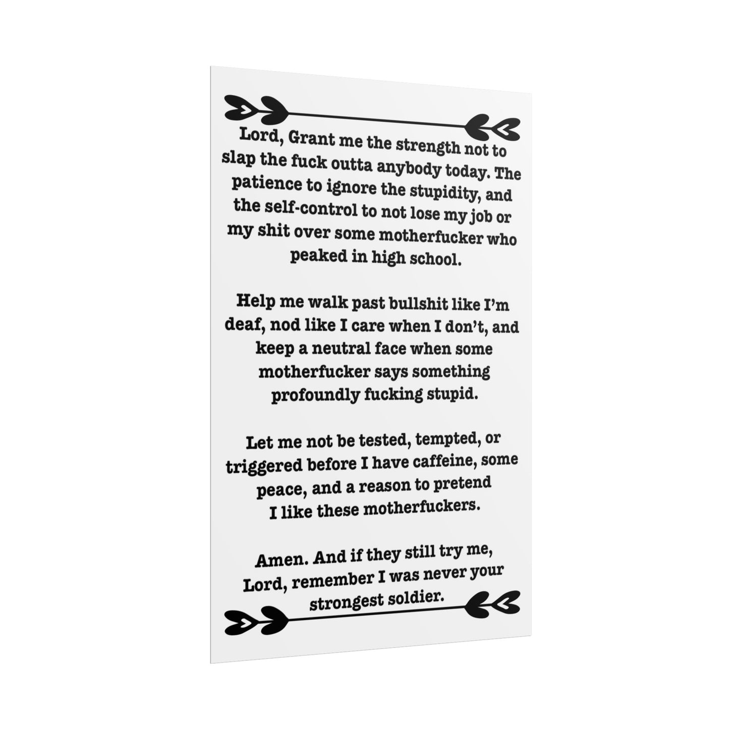 ClancyTees Serenity Prayer Poster Funny Profane Wall Art Office Humor Print Gift for Coworkers