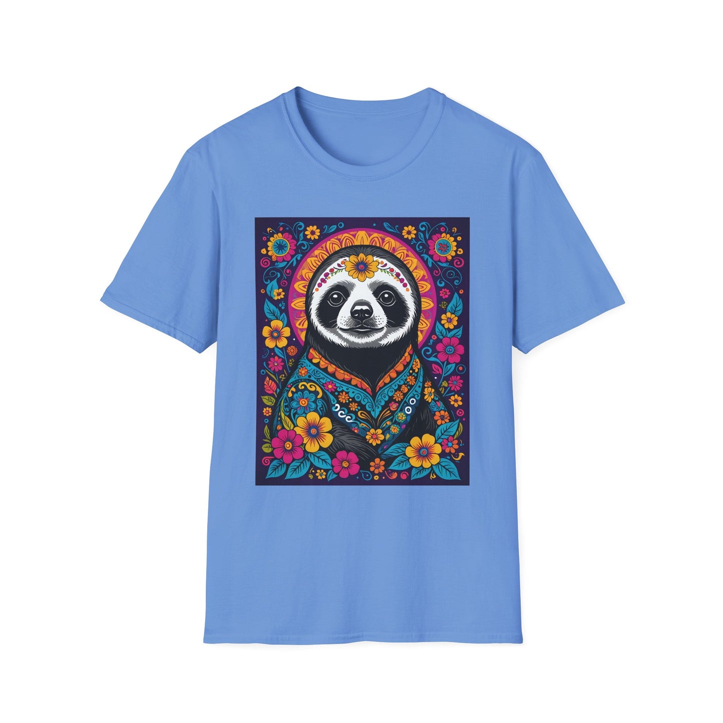 Psychedelic Sloth T Shirt Boho Animal Graphic Tee Trippy Festival Top Gift for Sloth Lovers