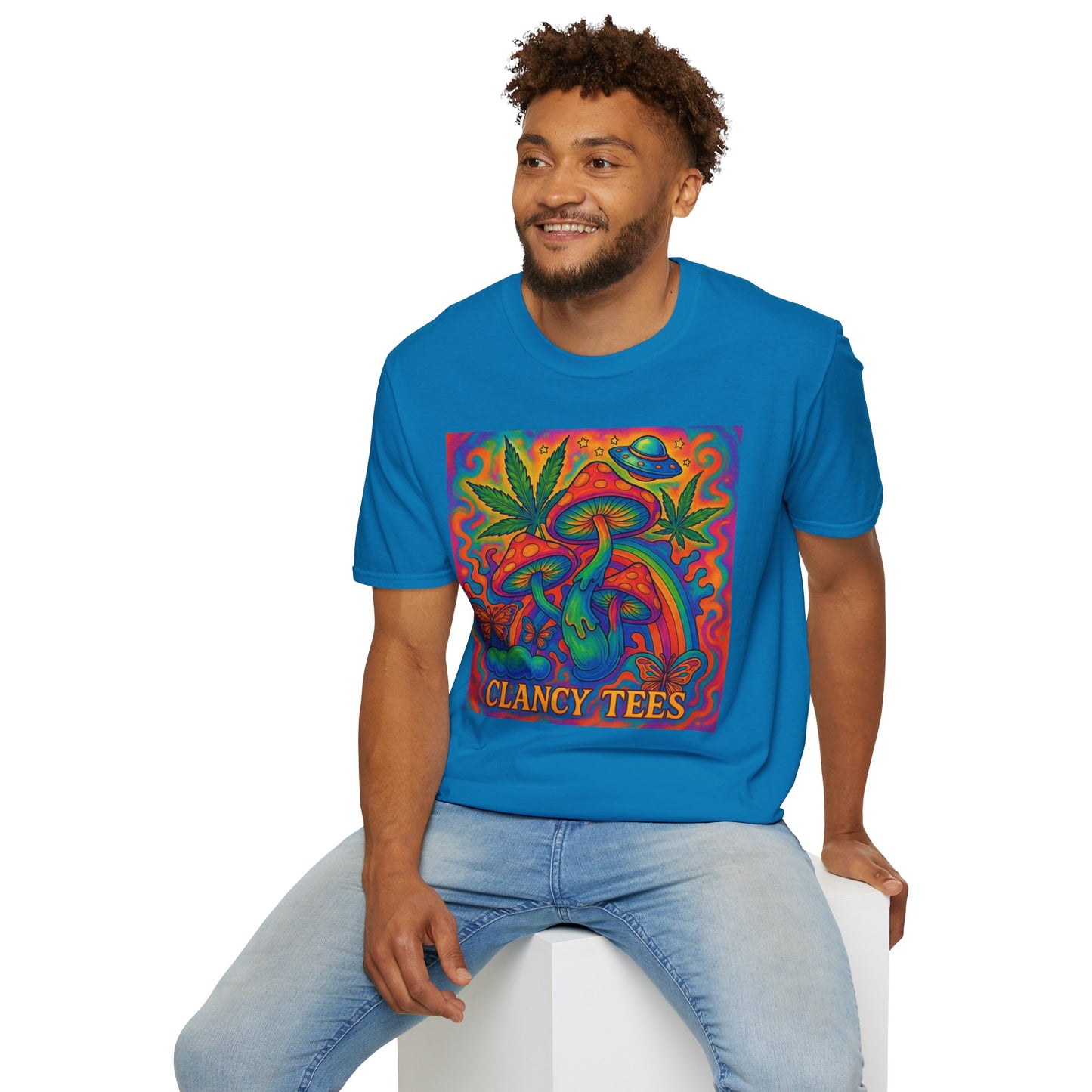 Colorful Psychedelic T-Shirt, Fun Graphic Tee for Music Festivals, Unique Gift for Friends, Retro Style Shirt, Unisex Softstyle Tee