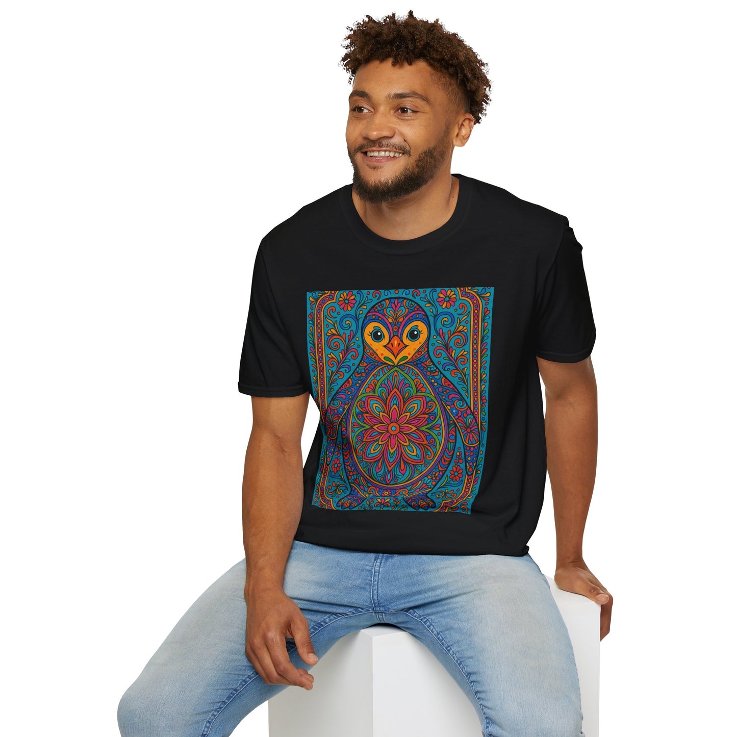 Trippy Penguin Mandala T-Shirt – Psychedelic Animal Tee – Funny Gift for Nature Lovers – Penguin Shirt for Hippies, Weirdos, and Mandala Fans