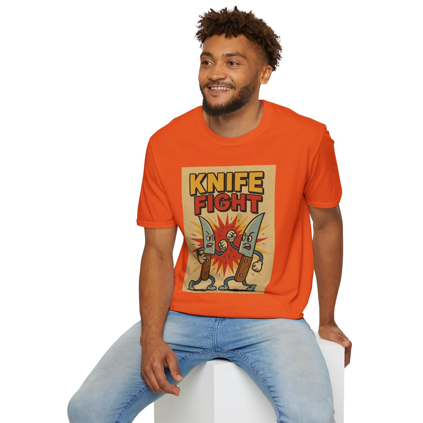 Retro Knife Fight Graphic T-Shirt, Funny Tee, Casual Unisex Clothing, Gift for Him or Her, Unique Humor Shirt