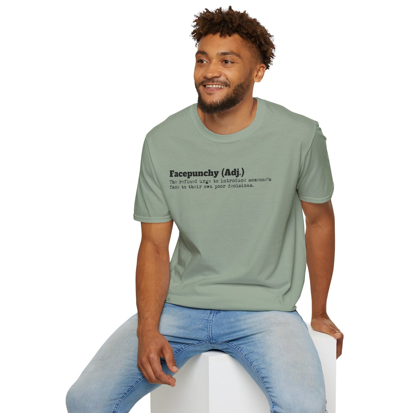 Facepunchy Definition T-Shirt Sarcastic Text Tee Funny Dictionary Shirt for Snarky People Gift for Coworkers with Attitude Passive Aggressive Humor