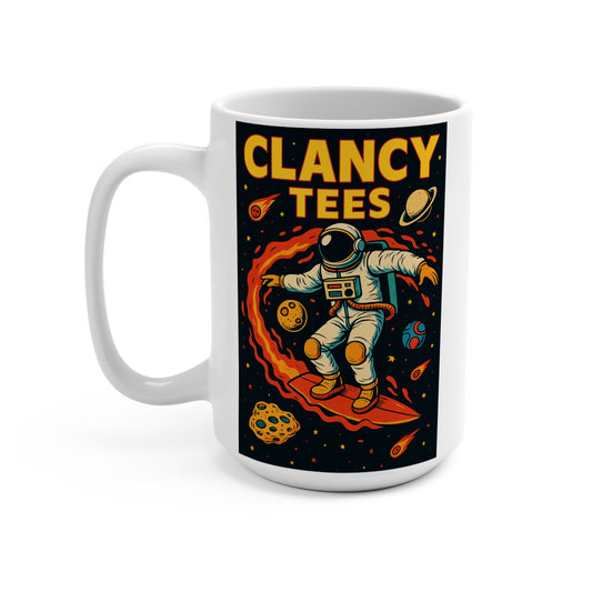 Astronaut Surfer Mug Cosmic Space Artwork Ceramic Coffee Cup Gift for Sci Fi Fans