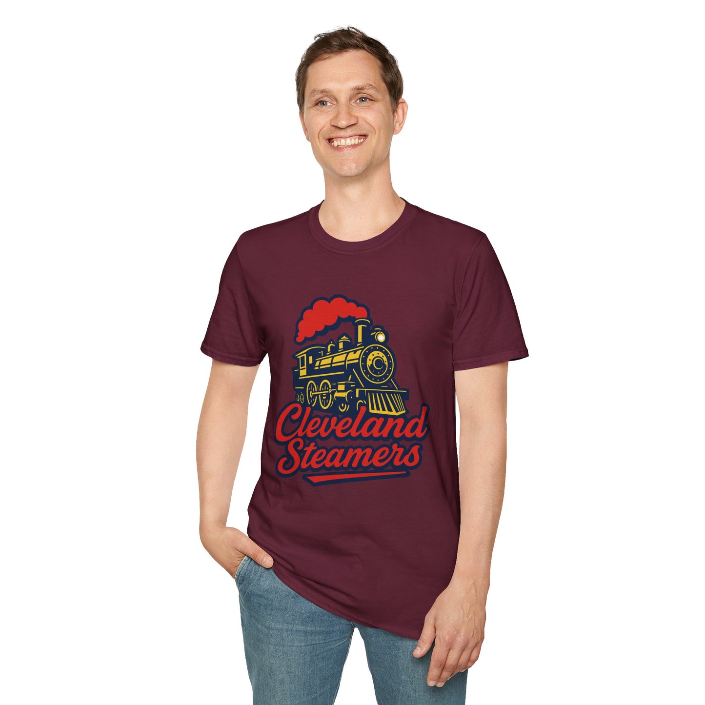 Cleveland Steamers Funny Train T Shirt Retro Sports Parody Tee Gift for Cleveland Fans Gag Shirt Locomotive Joke Apparel for Adults
