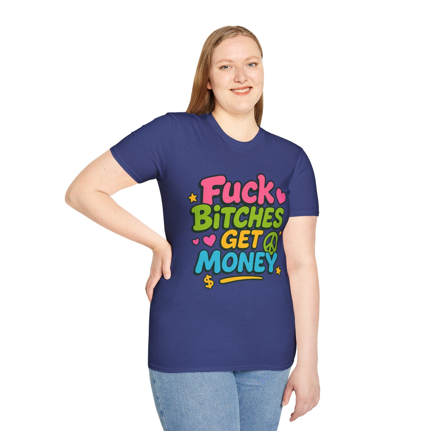 Fuck Bitches Get Money Shirt Funny Bold Graphic Tee Gift for Hustlers Savage Statement T-Shirt for Rebels Trolls Unfiltered Meme Culture Fans