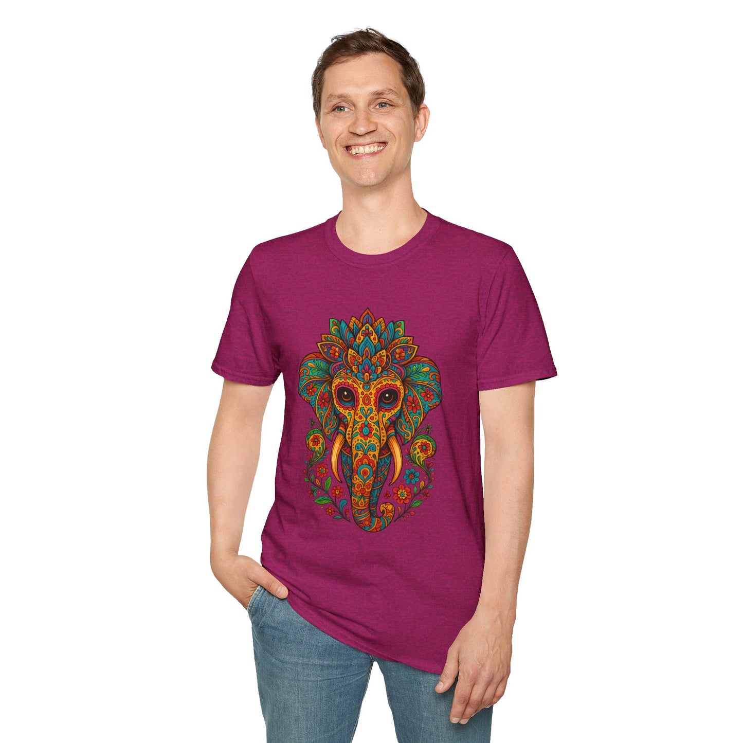 Boho Elephant Shirt Psychedelic Floral Head Art Tee Gift for Spiritual Seekers Animal Lovers and Mindful Hippies with a Love for Earthy Trippy Vibes