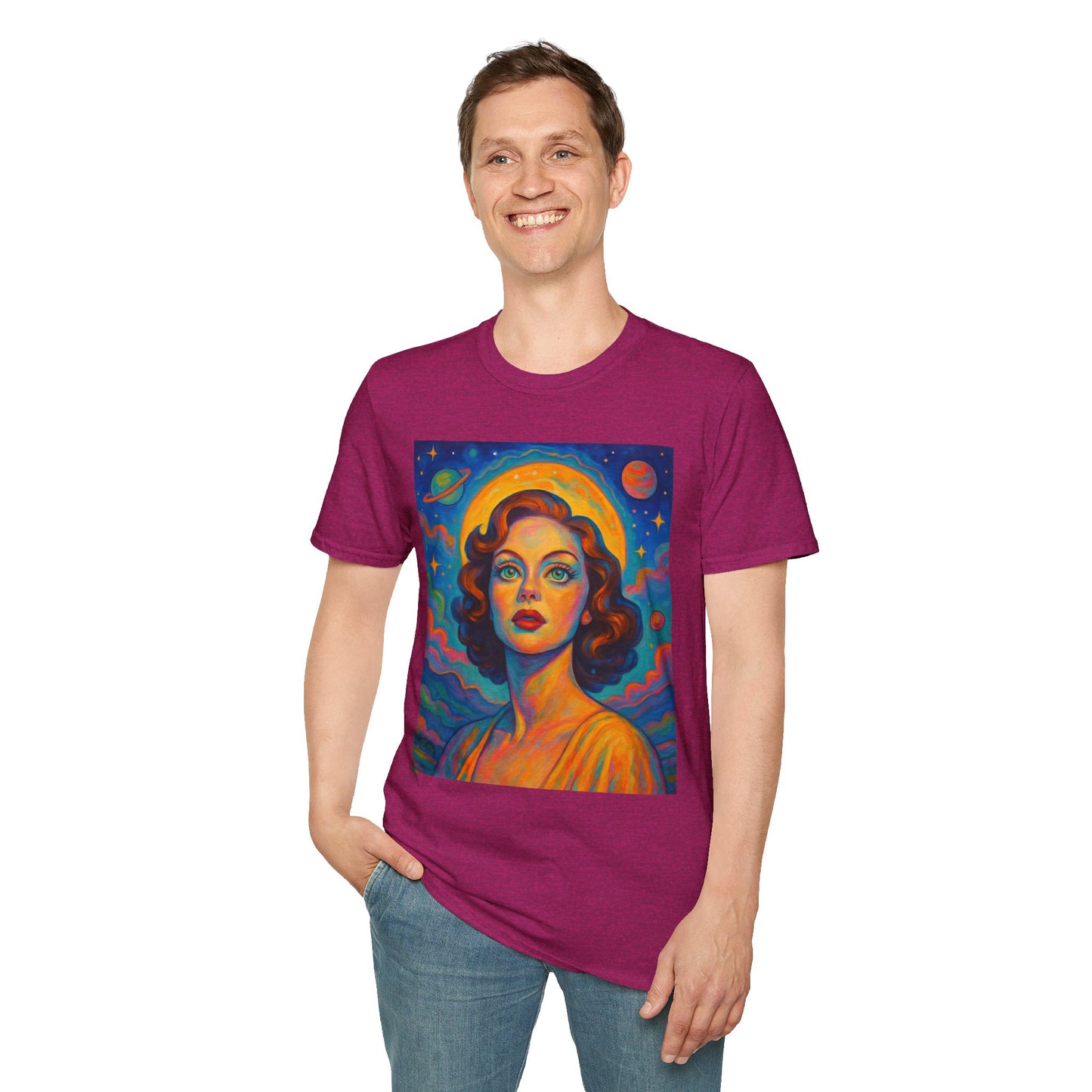 Retro Space Girl T Shirt Vintage Sci Fi Beauty Psychedelic Pop Art Galaxy Babe Tee Gift for Star Gazers Cosmic Fashion Astronaut Dreamwear