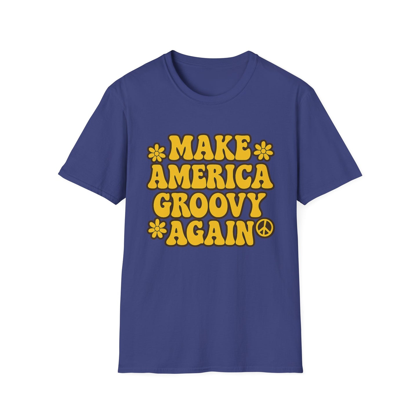 Make America Groovy Again Shirt – Funny Retro Hippie Tee with Peace Sign – Gift for Old Souls, Vintage Lovers, Flower Child Friends