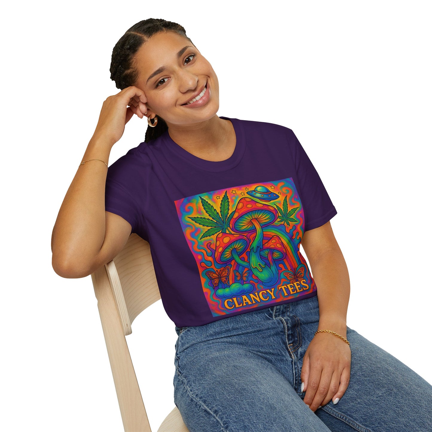 Colorful Psychedelic T-Shirt, Fun Graphic Tee for Music Festivals, Unique Gift for Friends, Retro Style Shirt, Unisex Softstyle Tee