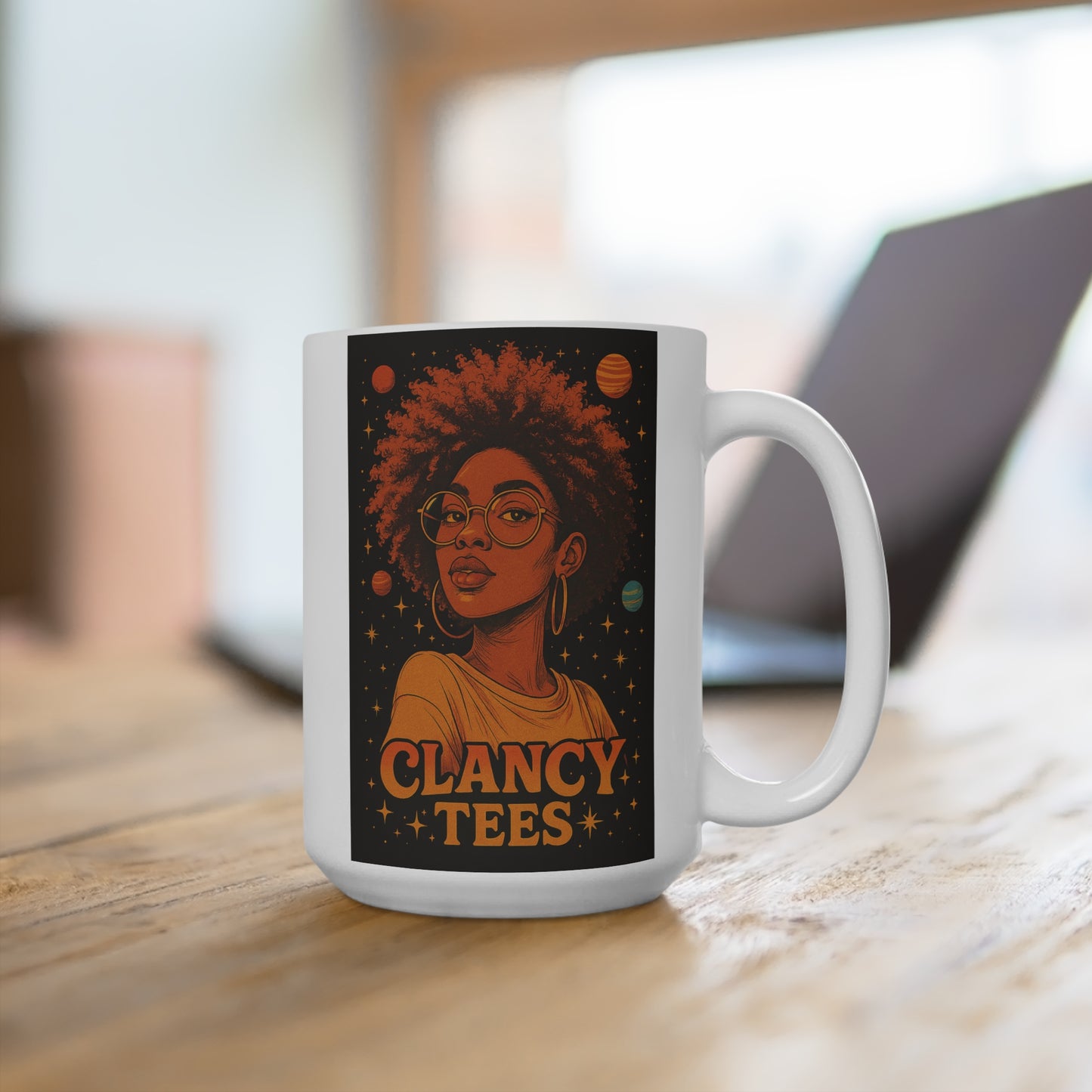 Afrofuturist Coffee Mug 15oz Ceramic Cup Black Girl Magic Cosmic Drinkware Astrology Inspired Galaxy Art For Morning Coffee Tea And Hot Beverages