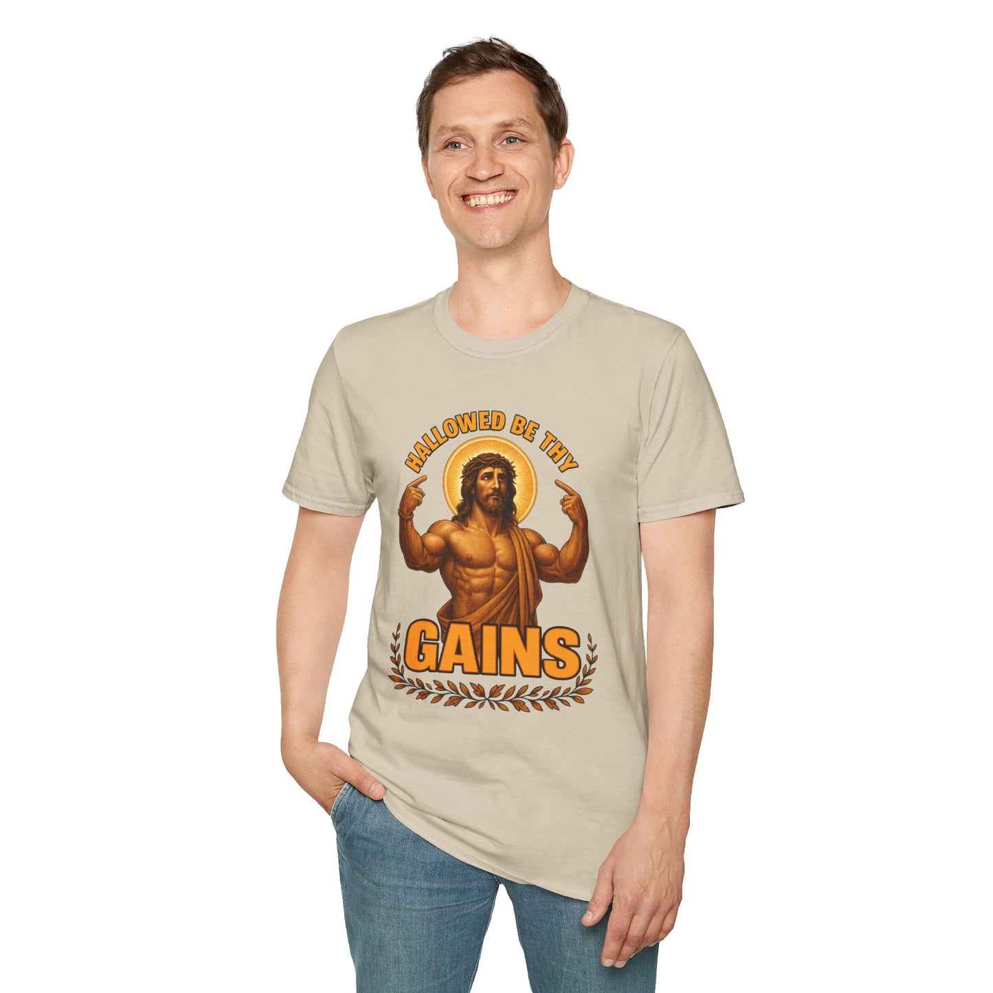 Jesus Gains Unisex T-Shirt, Funny Fitness Tee, Motivational Gym Shirt, Workout Apparel, Religious Gift, Christian Humor Clothing