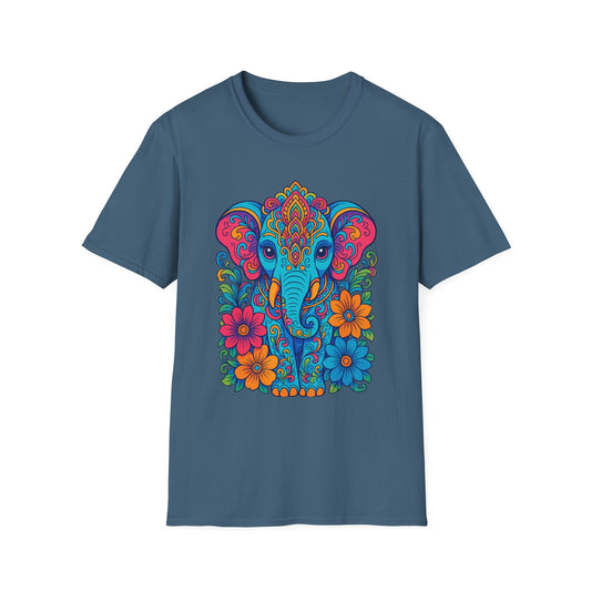 Colorful Elephant Shirt Trippy Boho Floral Art Tee Gift for Yoga Lovers Psychedelic Animal Fans and Free Spirits Who Rock Vibrant Festival Style