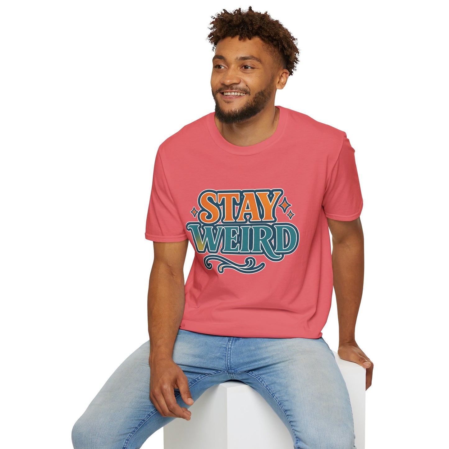 Stay Weird Unisex Softstyle T-Shirt - Fun Graphic Tee, Quirky Apparel, Gift for Friends, Casual Wear, Unique Style