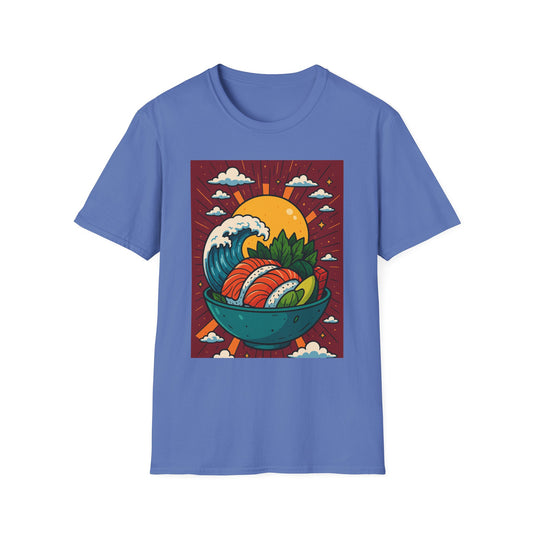Sushi Wave T-Shirt – Retro Japanese Food Graphic Tee – Cool Sushi Shirt Gift for Foodies, Anime Fans, Ocean Lovers & Japanese Aesthetic Collectors
