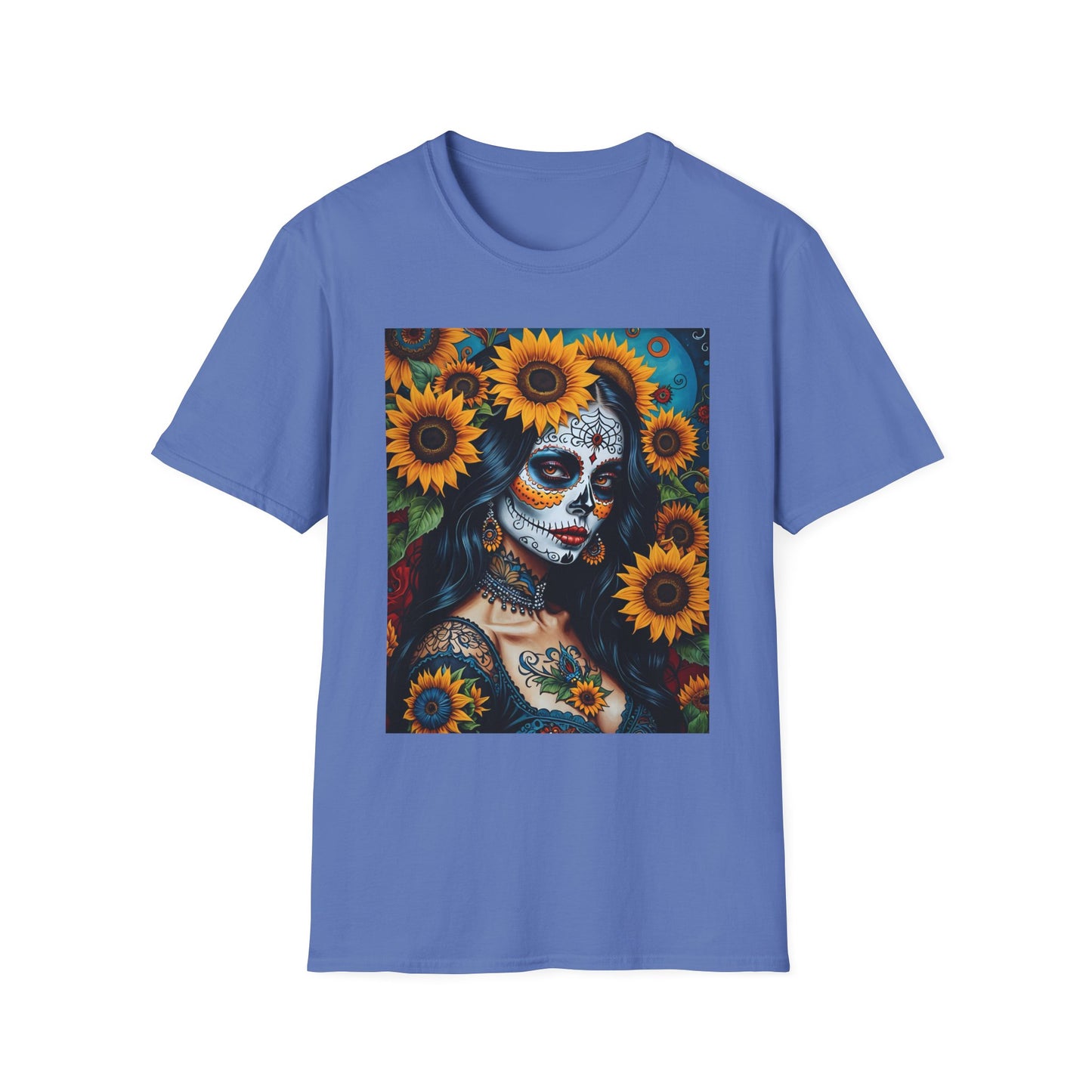 Day of the Dead Floral T-Shirt, Sugar Skull Tee, Unisex Halloween Shirt, Floral Art T-Shirt, Casual Everyday Wear