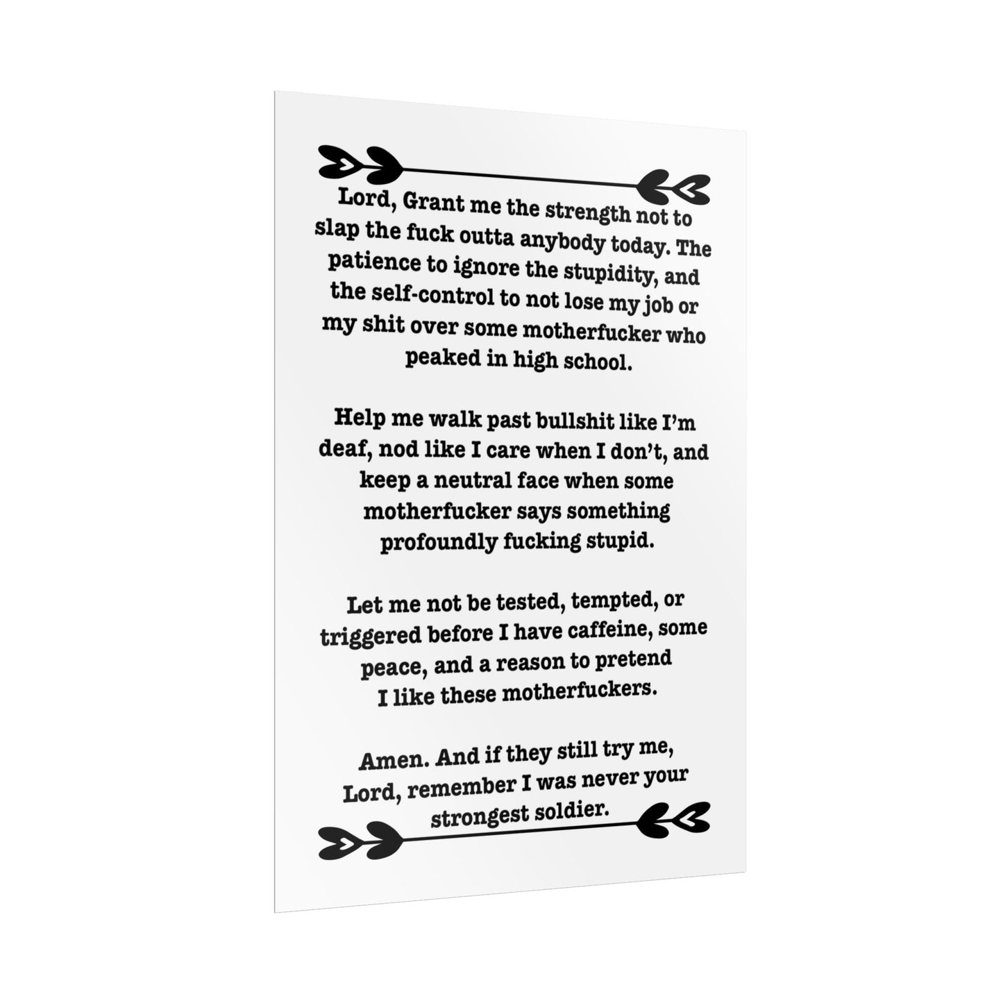ClancyTees Serenity Prayer Poster Funny Profane Wall Art Office Humor Print Gift for Coworkers
