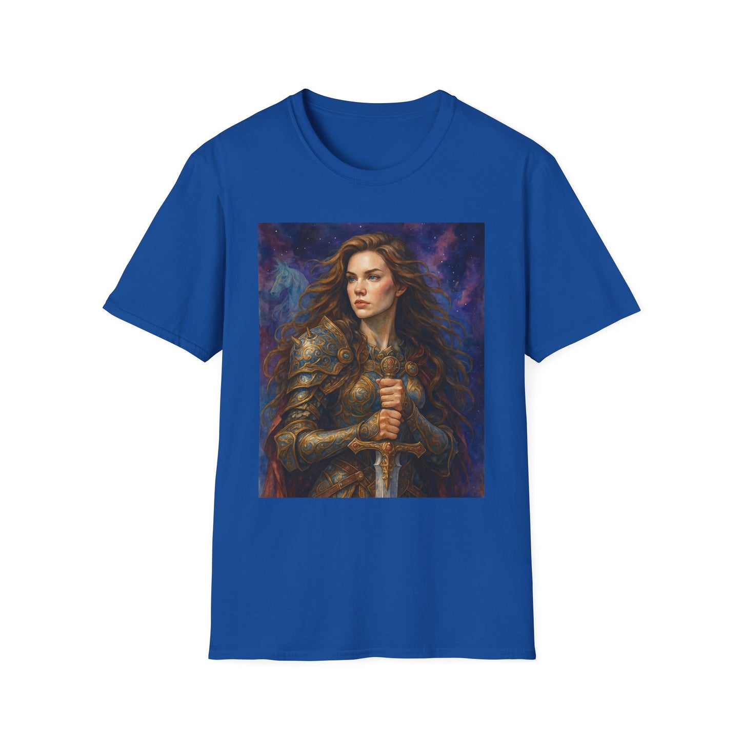 Warrior Woman T Shirt Fantasy Knight Art Medieval Armor Female Hero Tee Gift for Fantasy Lovers Sword Wielder Shirt Bold Aesthetic Battlecore Clothing