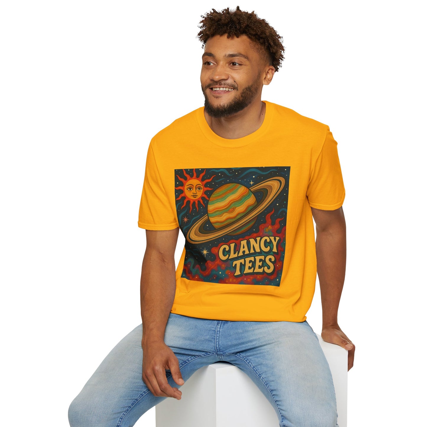 Saturn Sun Shirt – Retro Psychedelic Planet Graphic Tee with Groovy Outer Space Art – Gift for Astronomers, Daydreamers, and Cosmic Wanderers