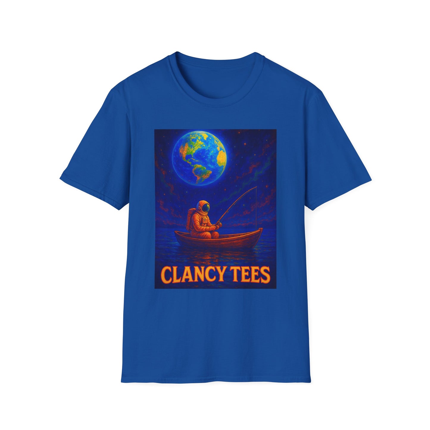 Space Fisherman Graphic T-Shirt, Chill Vibes Tee, Eco-Friendly Gift, Outdoor Enthusiast Apparel, Perfect for Holidays & Summer