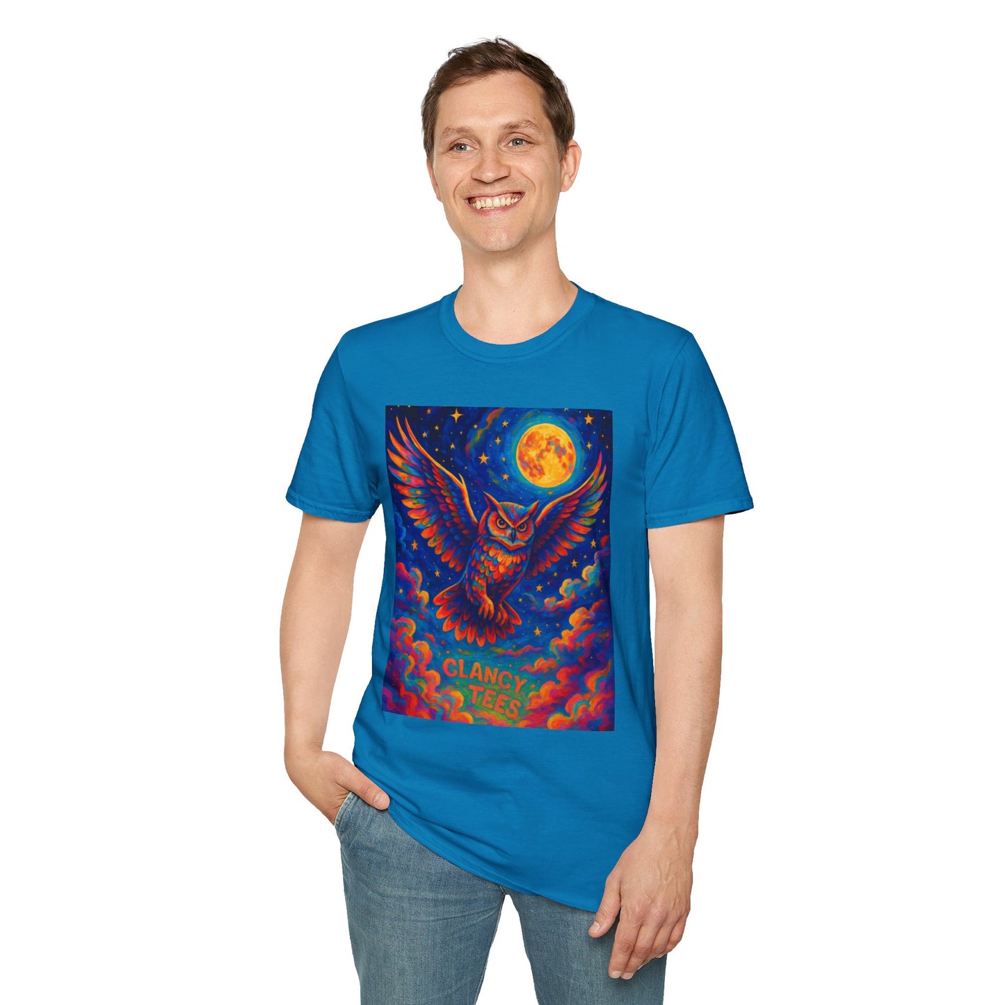Psychedelic Owl T-Shirt Trippy Full Moon Graphic Tee | Surreal Bird Aesthetic Shirt | Gift for Dreamers and Night Owls | Bold Fantasy Art Top