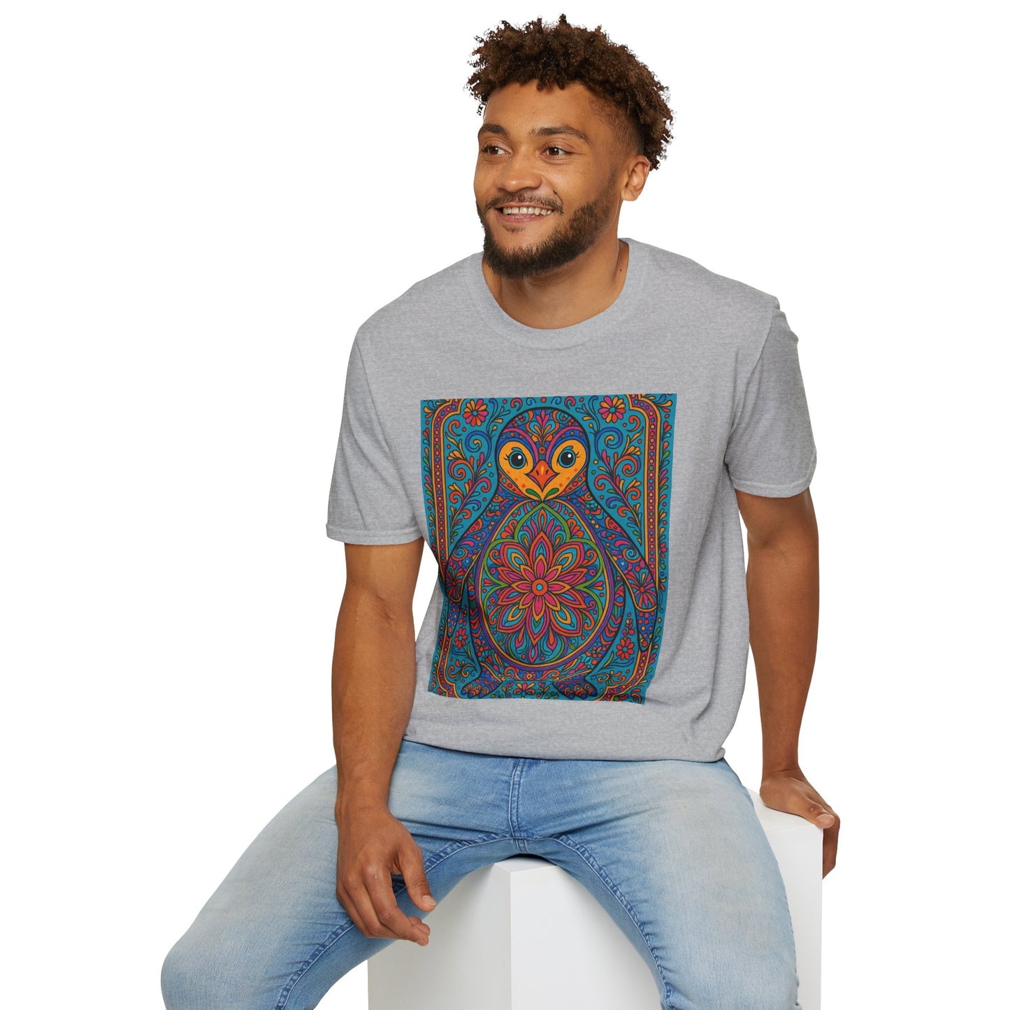 Trippy Penguin Mandala T-Shirt – Psychedelic Animal Tee – Funny Gift for Nature Lovers – Penguin Shirt for Hippies, Weirdos, and Mandala Fans