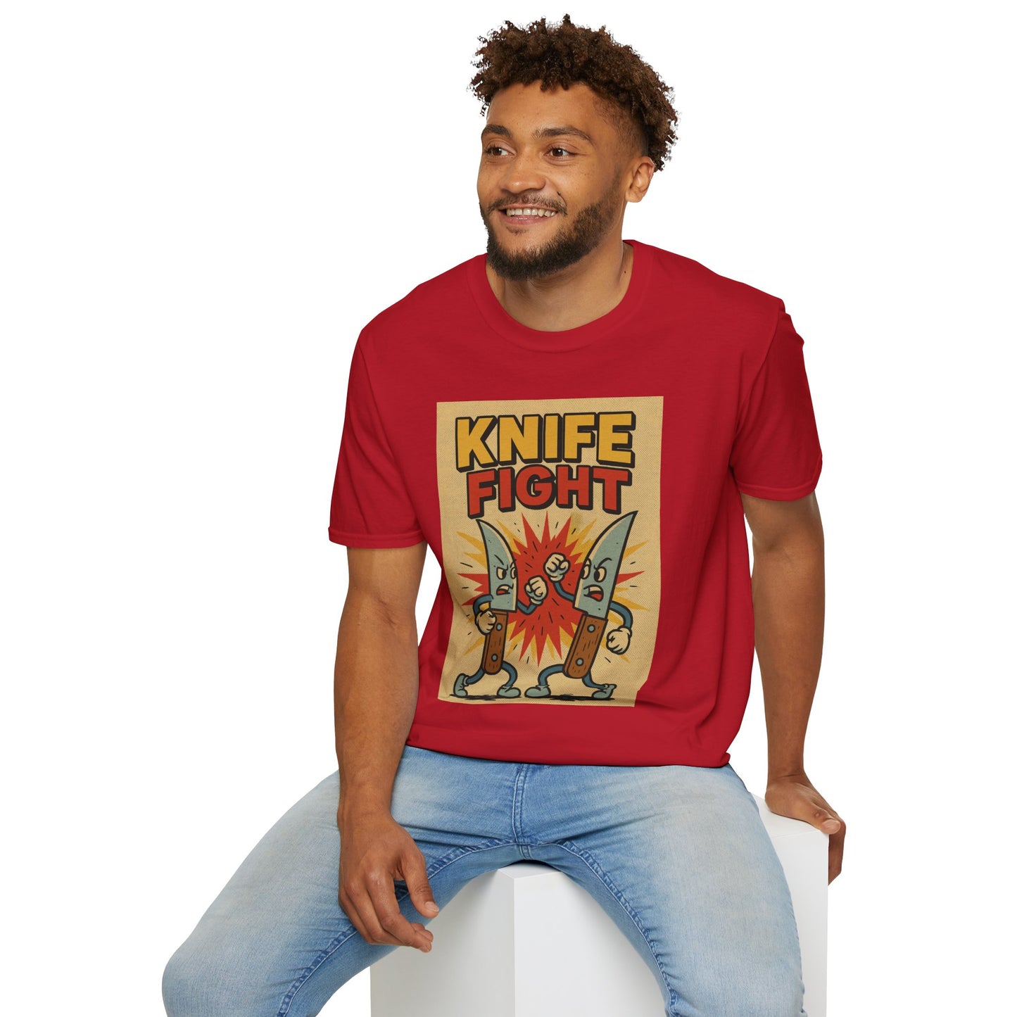 Retro Knife Fight Graphic T-Shirt, Funny Tee, Casual Unisex Clothing, Gift for Him or Her, Unique Humor Shirt