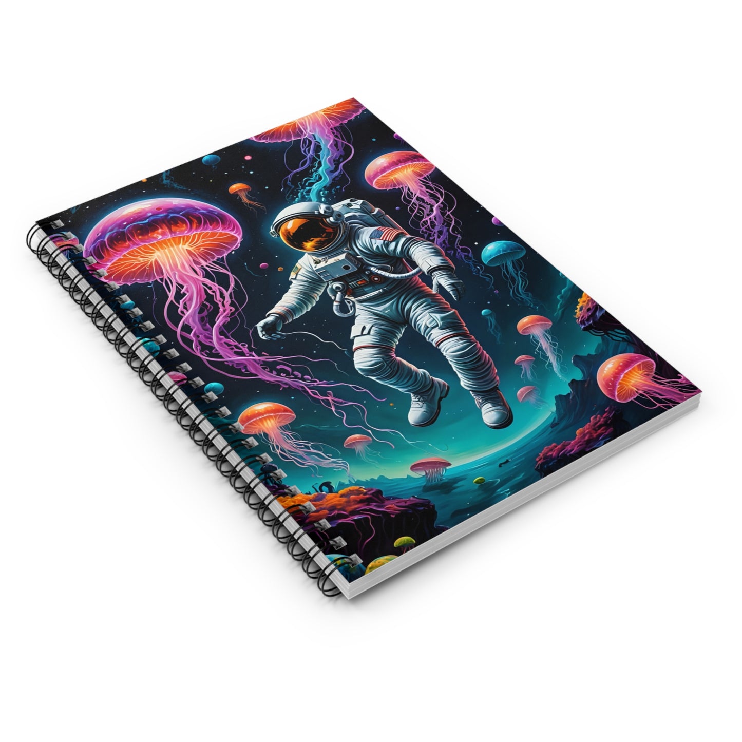 Astronaut Jellyfish Spiral Notebook Ruled Line Journal Gift for Students Writers