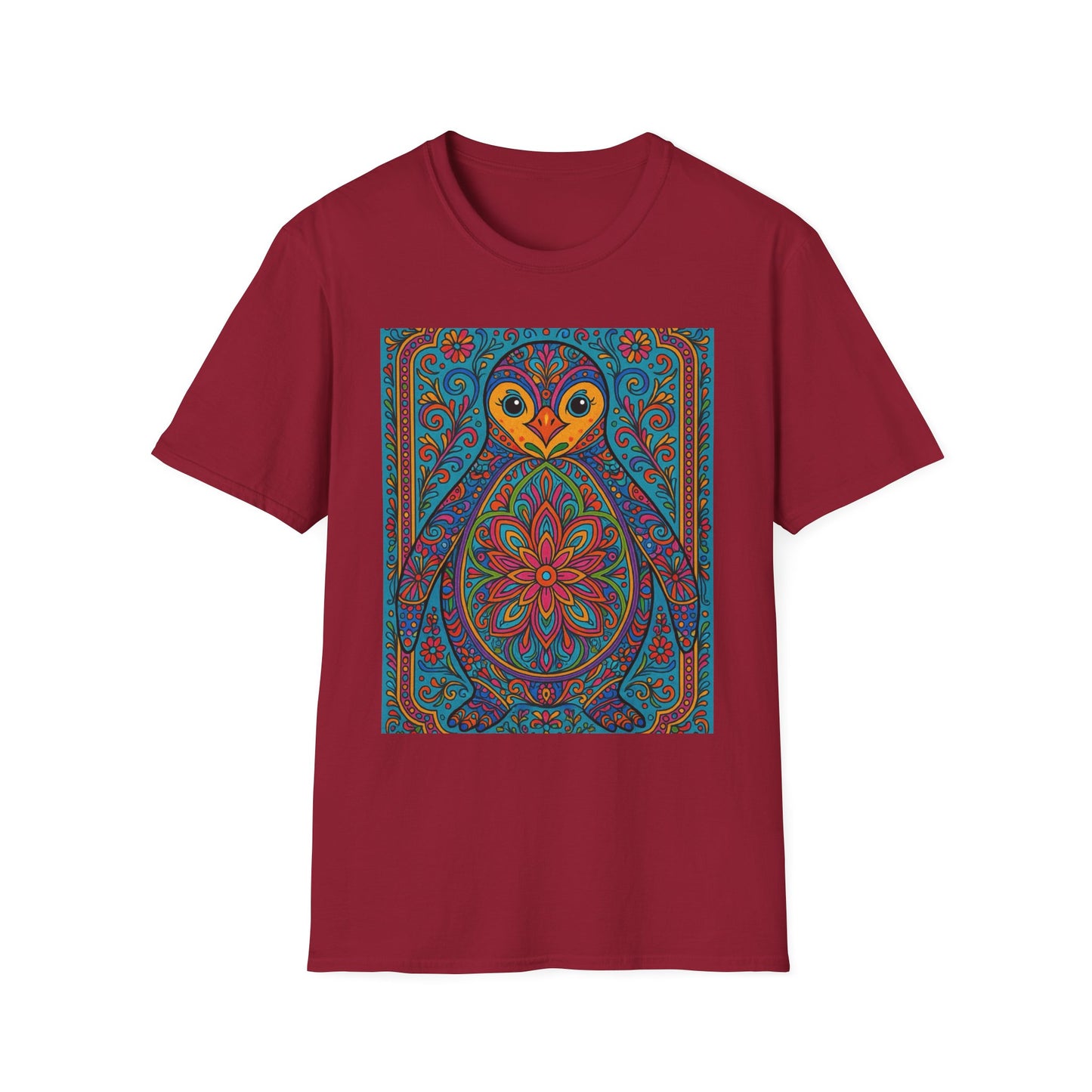 Trippy Penguin Mandala T-Shirt – Psychedelic Animal Tee – Funny Gift for Nature Lovers – Penguin Shirt for Hippies, Weirdos, and Mandala Fans