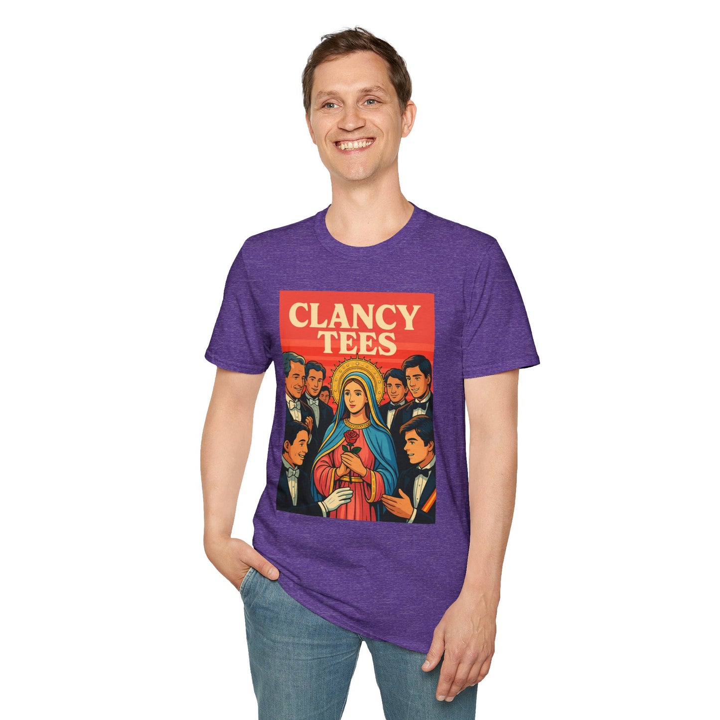 Vintage Virgin Mary Graphic T-Shirt, Softstyle Madonna Tee for Casual Wear, Perfect Gift for Holidays, Retro Clothing, Unisex Tees