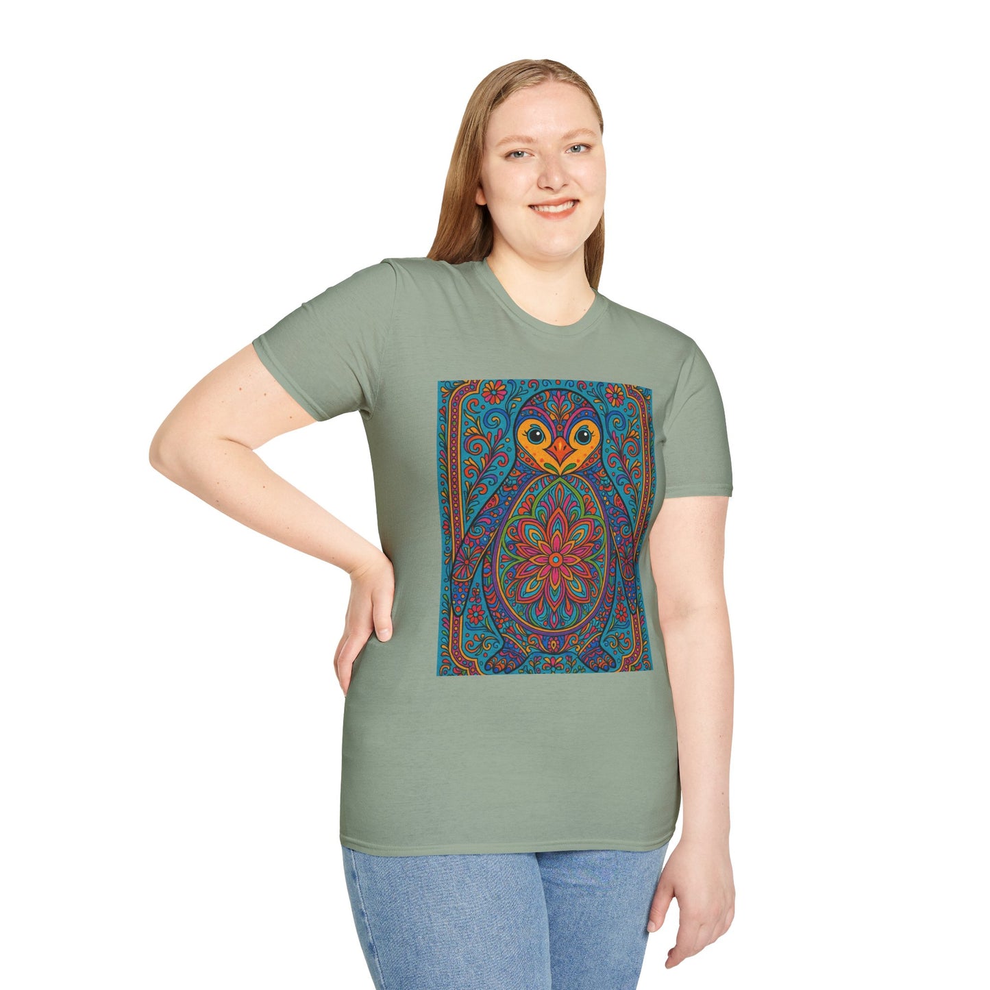 Trippy Penguin Mandala T-Shirt – Psychedelic Animal Tee – Funny Gift for Nature Lovers – Penguin Shirt for Hippies, Weirdos, and Mandala Fans