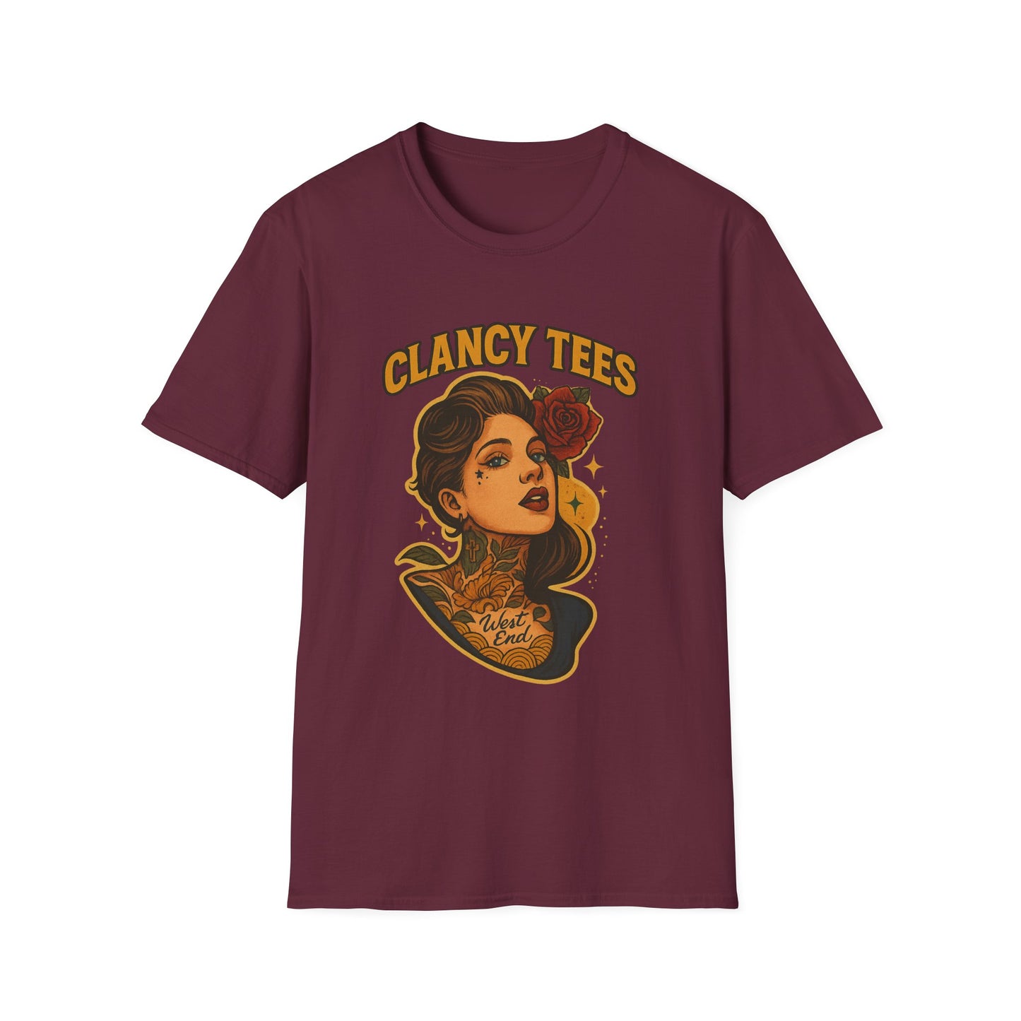Vintage Tattoo-Inspired Unisex Softstyle T-Shirt, Unique Graphic Tee, Casual Statement Shirt, Perfect Gift for Friends & Festivals