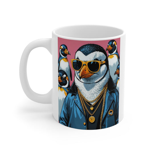 Cool Penguin Gang Mug - Fun Penguin Art, Gift for Animal Lovers, Quirky Coffee Cup, Unique Kitchen Decor, Holiday Surprise