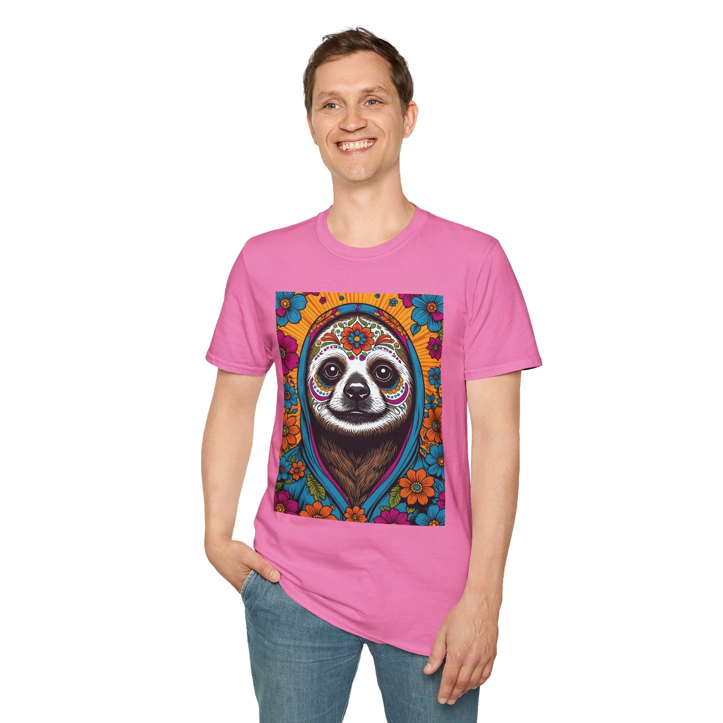 Psychedelic Sloth T Shirt Trippy Animal Graphic Tee Colorful Festival Top Gift for Sloth Lovers