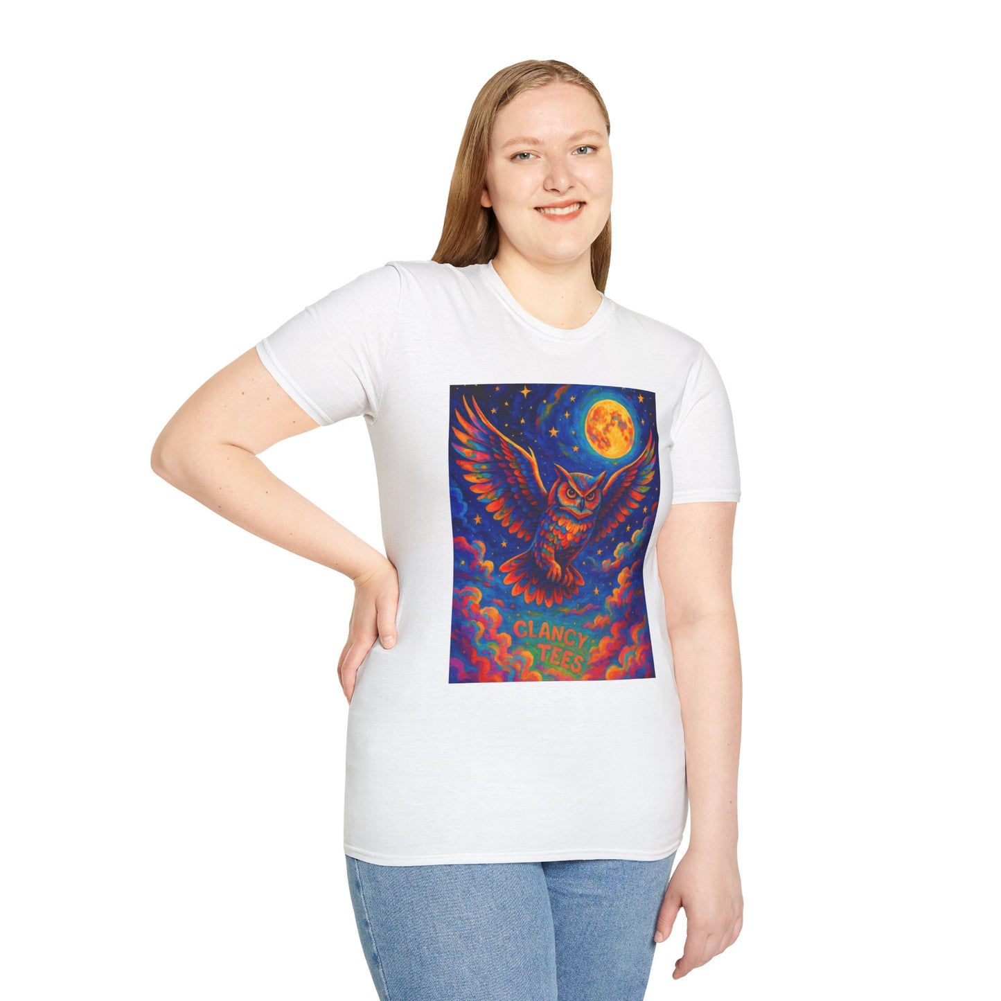 Psychedelic Owl T-Shirt Trippy Full Moon Graphic Tee | Surreal Bird Aesthetic Shirt | Gift for Dreamers and Night Owls | Bold Fantasy Art Top