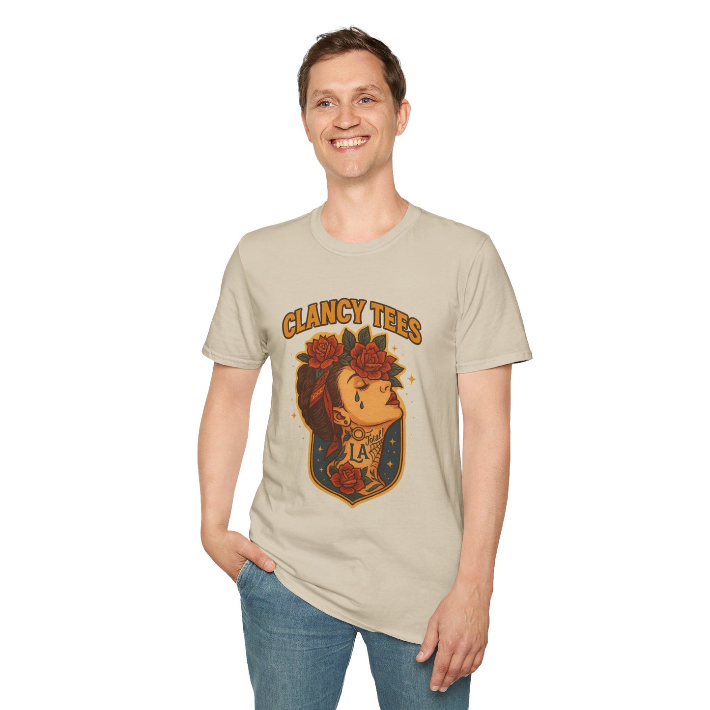 Unisex Tattoo Graphic Tee with Floral Design, Casual Everyday Wear, Gift for Friends, Fashionable Lounge Top, Cute Summer Shirt