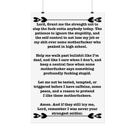 ClancyTees Serenity Prayer Poster Funny Profane Wall Art Office Humor Print Gift for Coworkers