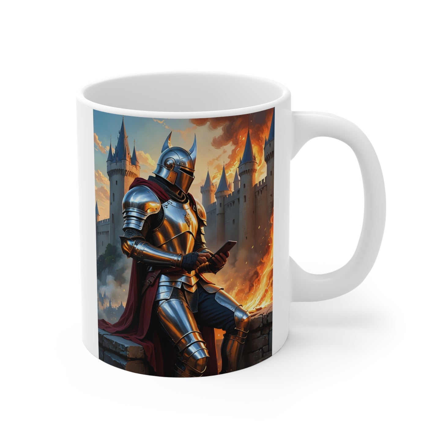 Medieval Knight Coffee Mug Clancy Tees Fantasy Warrior Ceramic Mug Castle Siege Gift For Gamers