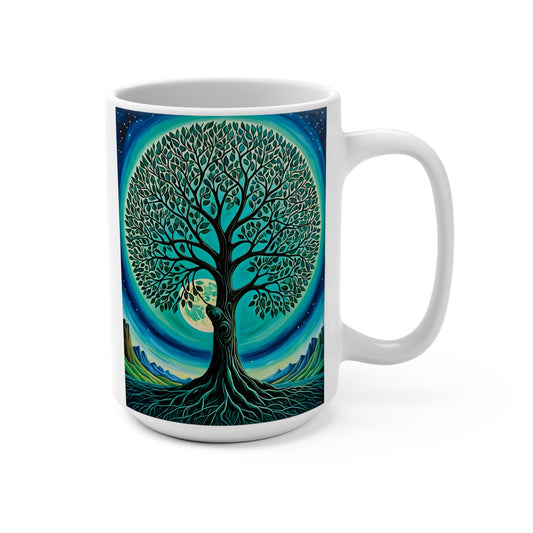Tree Of Life Mug – Spiritual Coffee Cup With Cosmic Nature Artwork, Celestial Roots Design, Gift For Nature Lovers