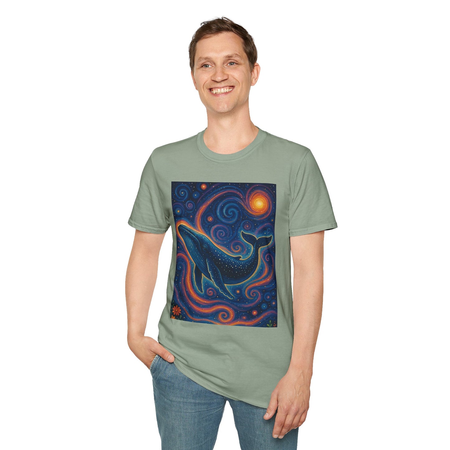 Cosmic Whale T-Shirt – Surreal Space Ocean Graphic Tee – Spiritual Whale Shirt Gift for Dreamers, Stargazers, Nature Nerds & Trippy Art Collectors