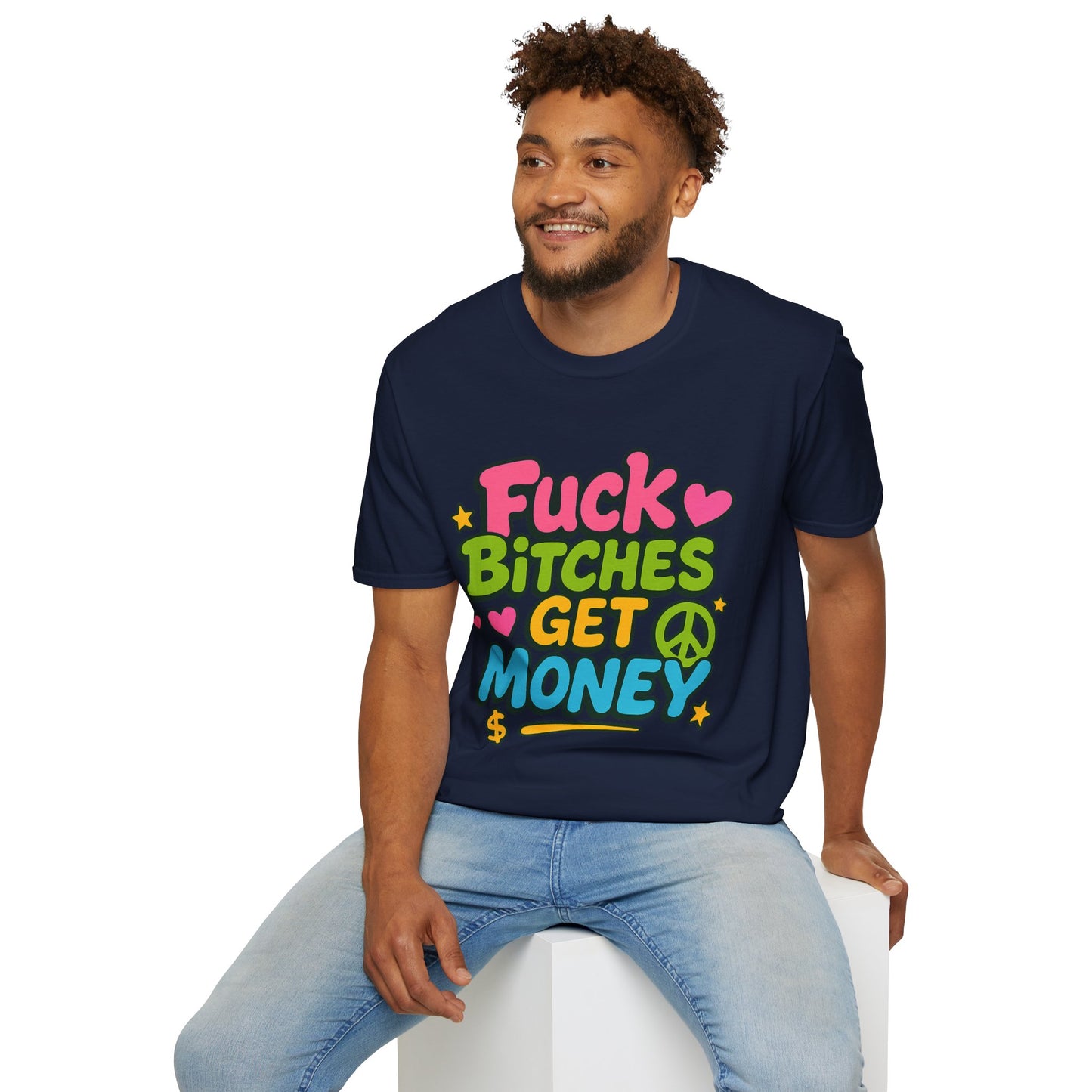 Fuck Bitches Get Money Shirt Funny Bold Graphic Tee Gift for Hustlers Savage Statement T-Shirt for Rebels Trolls Unfiltered Meme Culture Fans