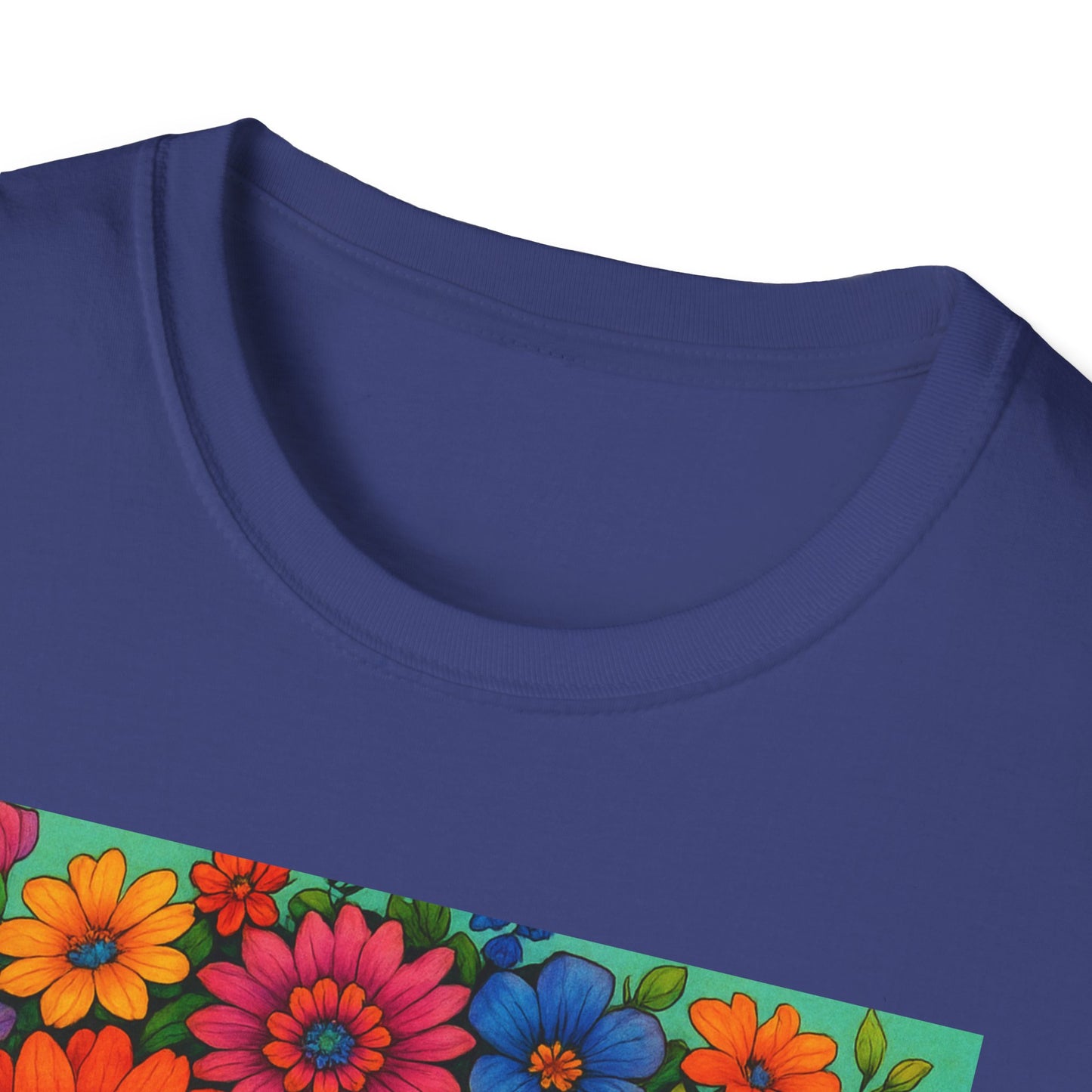 Flower Crown Woman T-Shirt – Afro Boho Floral Portrait Tee – Vibrant Art Shirt Gift for Nature Lovers, Hippies, Artists, and Bold Aesthetic Queens