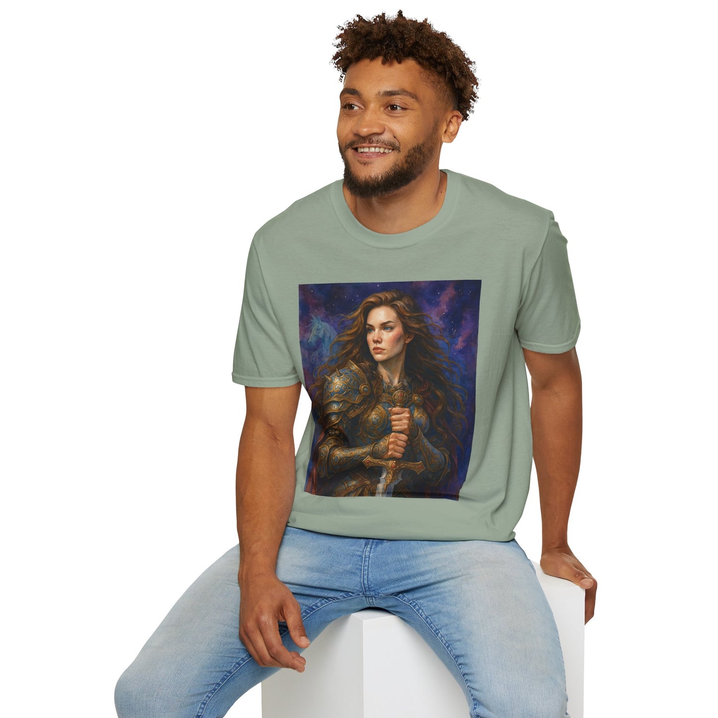 Warrior Woman T Shirt Fantasy Knight Art Medieval Armor Female Hero Tee Gift for Fantasy Lovers Sword Wielder Shirt Bold Aesthetic Battlecore Clothing